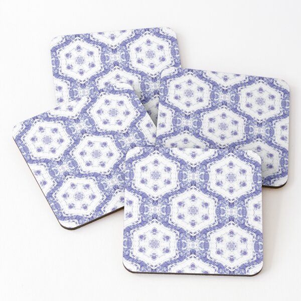 Item preview, Boho Hexagon Mandala Pattern in Purple and White designed and sold by Artistestella.