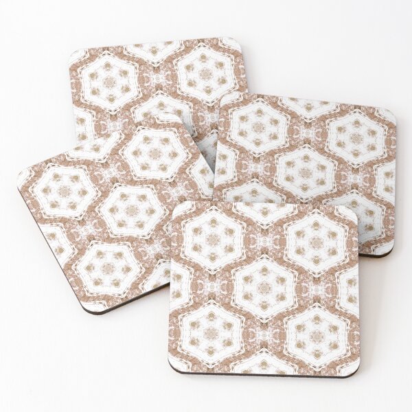 Item preview, Boho Hexagon Mandala Pattern in Brown and White designed and sold by Artistestella.