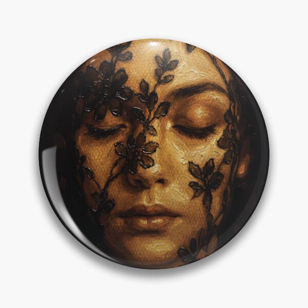 Item preview, Veiled in Shadows — Textured Impasto Oil Portrait of a Woman with Floral Lace designed and sold by RamyGallery.
