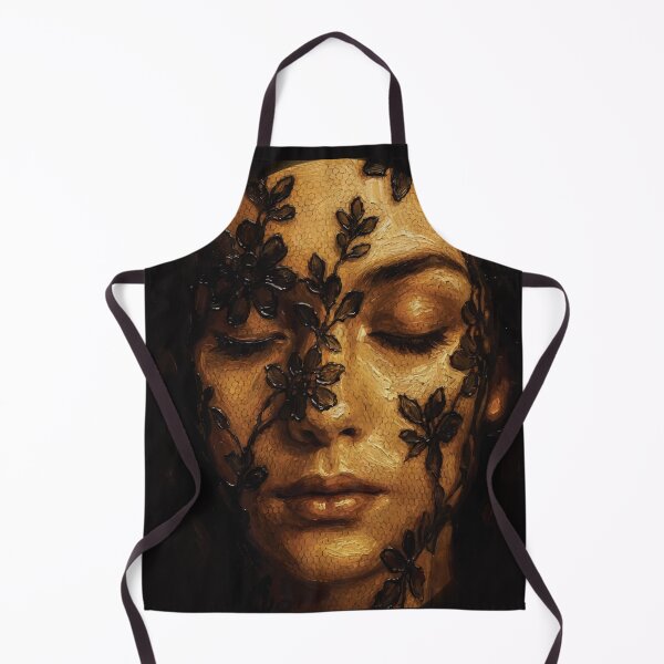 Item preview, Veiled in Shadows — Textured Impasto Oil Portrait of a Woman with Floral Lace designed and sold by RamyGallery.