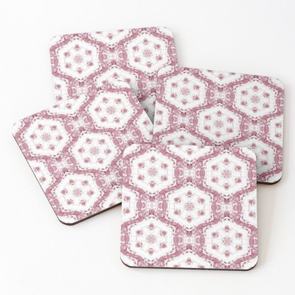 Item preview, Boho Hexagon Mandala Pattern in Burgundy and White designed and sold by Artistestella.