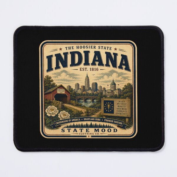 Item preview, Indiana Hoosier State Vintage Indianapolis Skyline Design designed and sold by StateMoodDesigns.