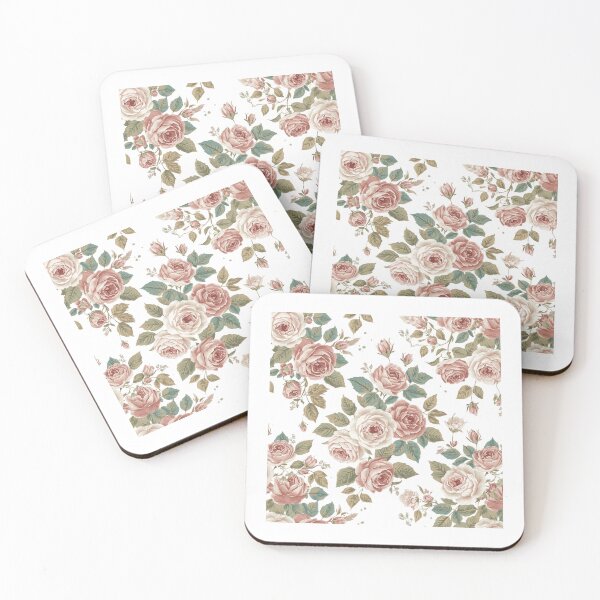 Item preview, Romantic Blush Pink Rose Pattern on Black Background | Vintage Botanical Coquette Art designed and sold by Joyfulfabric.