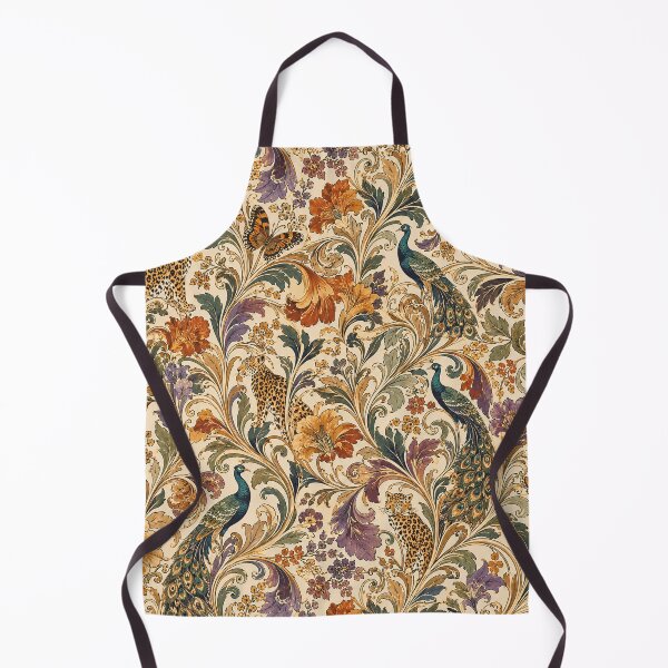 Item preview, Art Nouveau Wildlife & Floral Pattern | Peacock Leopard Botanical Wallpaper | Luxury Vintage Textile Design designed and sold by AnimalAirtistry.