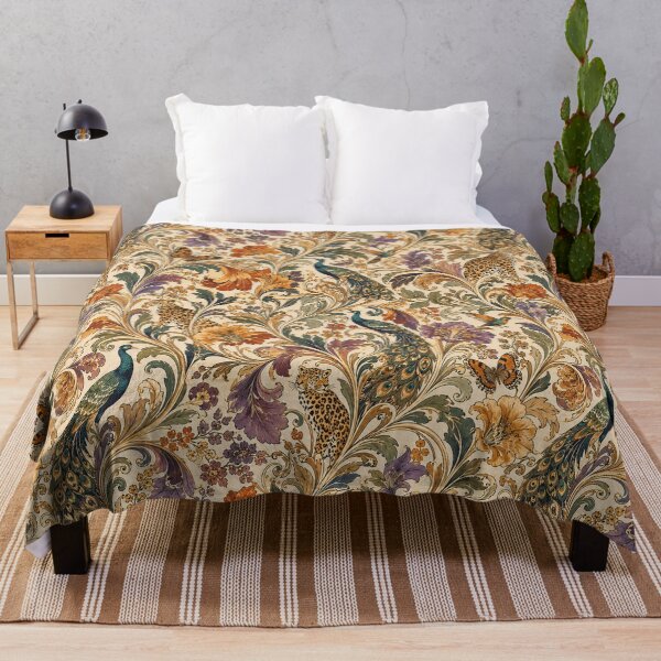 Item preview, Art Nouveau Wildlife & Floral  Pattern | Peacock Leopard Botanical Wallpaper | Luxury Vintage Textile Design designed and sold by AnimalAirtistry.
