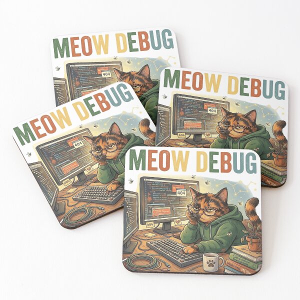Item preview, Meow Debug-Funny Coder Cat and Programming Humor designed and sold by Northern Glow Art.