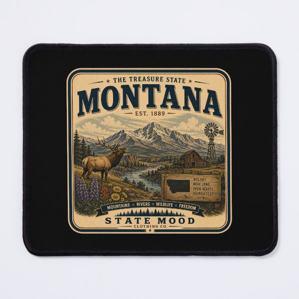 Item preview, Montana Treasure State Vintage Rocky Mountain Elk Design designed and sold by StateMoodDesigns.