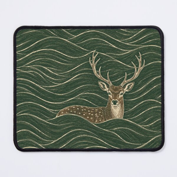 Item preview, Woodland Waves Deer | Vintage Linocut Forest Art designed and sold by SimplyJasper.