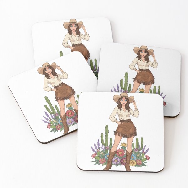 Item preview, Full Body Coastal Cowgirl Art - Aesthetic Western Woman with Cowboy Boots & Cactus designed and sold by BestChoiceService.
