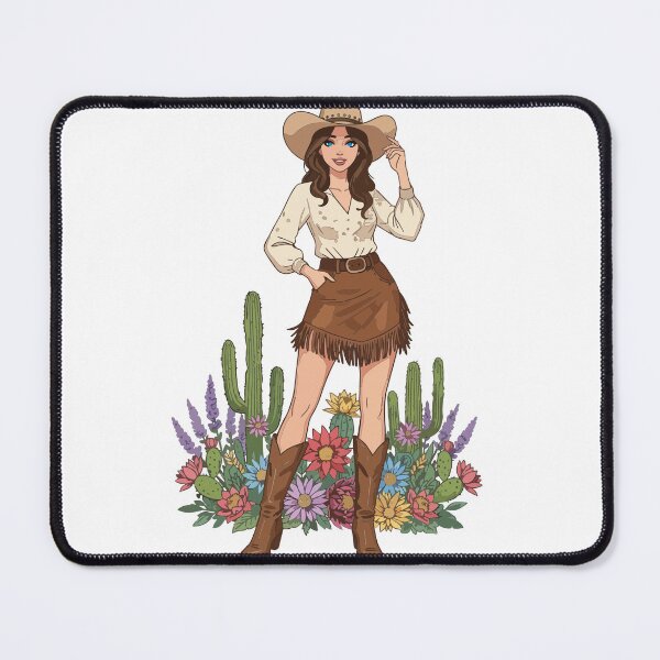 Item preview, Full Body Coastal Cowgirl Art - Aesthetic Western Woman with Cowboy Boots & Cactus designed and sold by BestChoiceService.