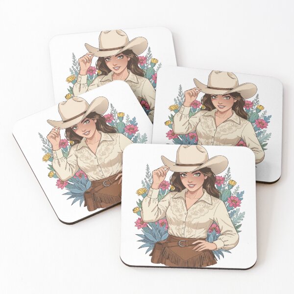 Item preview, Coastal Cowgirl Illustration - Aesthetic Western Woman with Cactus Flower Art designed and sold by BestChoiceService.