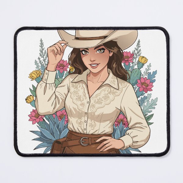 Item preview, Coastal Cowgirl Illustration - Aesthetic Western Woman with Cactus Flower Art designed and sold by BestChoiceService.