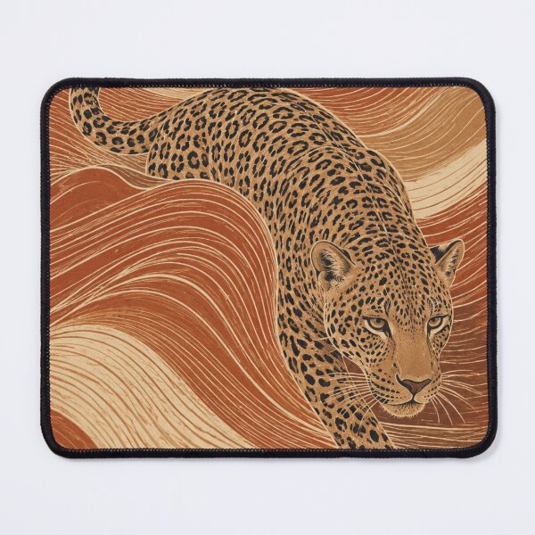 Item preview, Leopard Dunes | Vintage Desert Linocut Wildlife Art designed and sold by SimplyJasper.