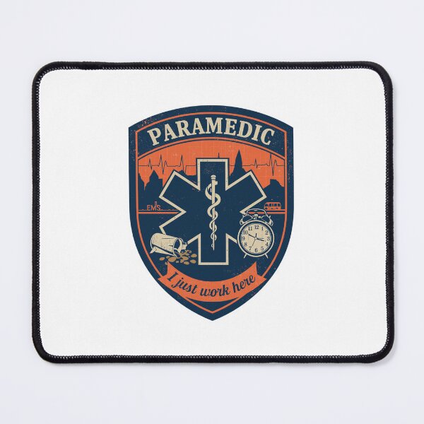 Item preview, Paramedic I Just Work Here - Vintage EMS Medical Shield Badge designed and sold by SandiCreative.