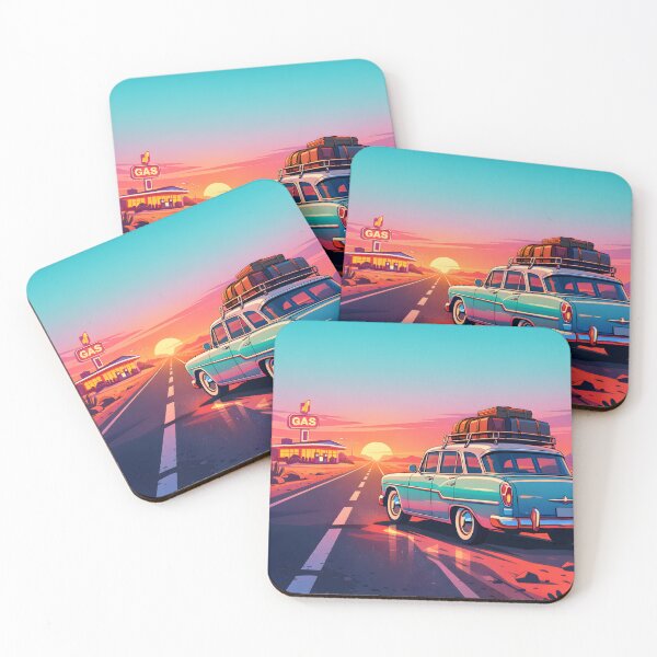 Item preview, Retro Desert Road Trip Classic Car Sunset Poster designed and sold by arfindo-indra.