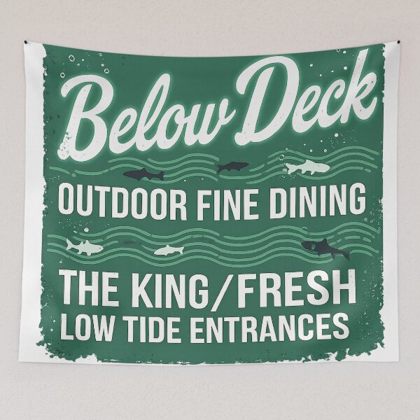Item preview, Below Deck Outdoor Fine Dining Vintage Marsh Market Sign Shirt designed and sold by gahteeriffico.
