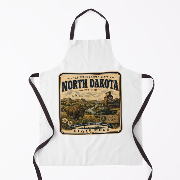 Item preview, North Dakota Peace Garden State Vintage Bison Badlands Design designed and sold by StateMoodDesigns.
