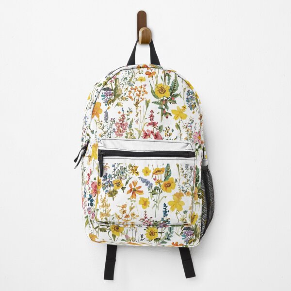 Item preview, Colorful Wildflower Garden Meadow Pattern on Black Background | Vintage Botanical Floral Art designed and sold by Joyfulfabric.
