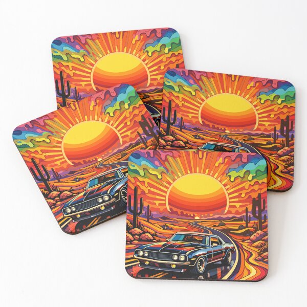 Item preview, Psychedelic Desert Muscle Car Retro Sunset Poster designed and sold by arfindo-indra.