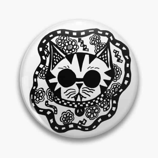 Item preview, Groovy Hippie Kitty Cat Greyscale designed and sold by KayTurtless.