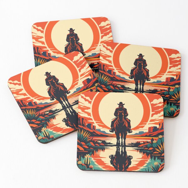 Item preview, Retro Cowboy Sunset Reflection Desert Canyon Poster. designed and sold by arfindo-indra.