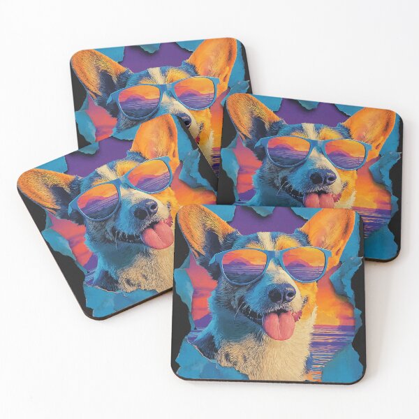 Item preview, Vibrant Corgi in Sunglasses Sunset Beach Tropical Dog Summer  designed and sold by Littermin.
