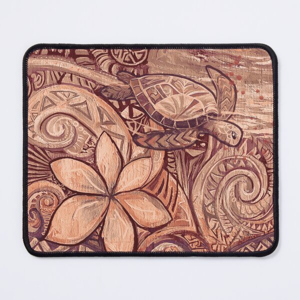 Item preview, Vintage Polynesian Tapa Tribal Diving Honu Pattern Painting designed and sold by sunnthreads.