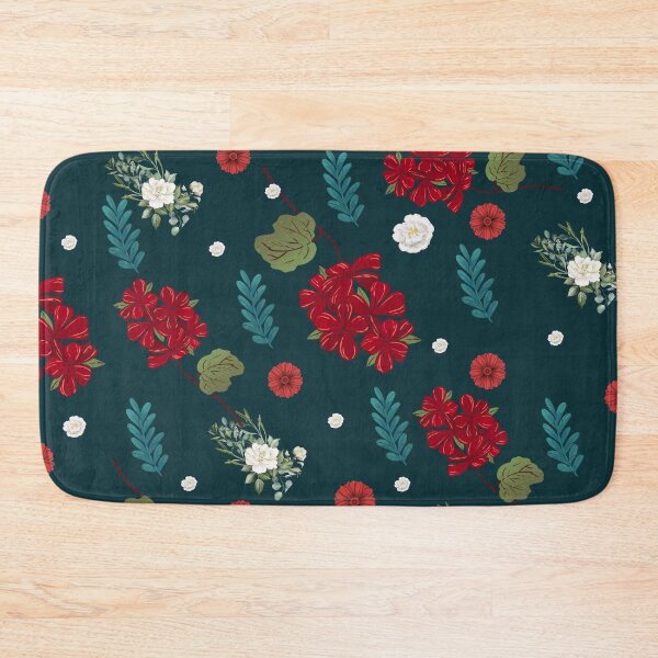 Item preview, Emerald and Crimson Red Floral Seamless Pattern designed and sold by FMSeamlessArt.