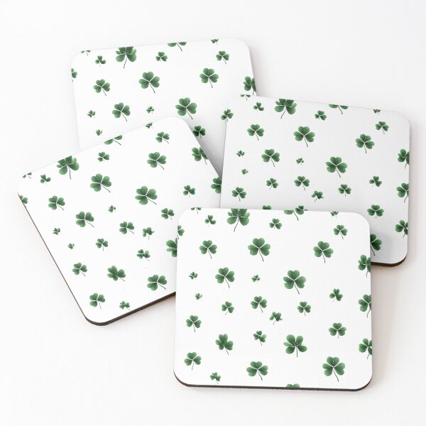 Item preview, Seamless Shamrocks Pattern - minimalist design three-leaf clover emerald green designed and sold by AmoebaPress.