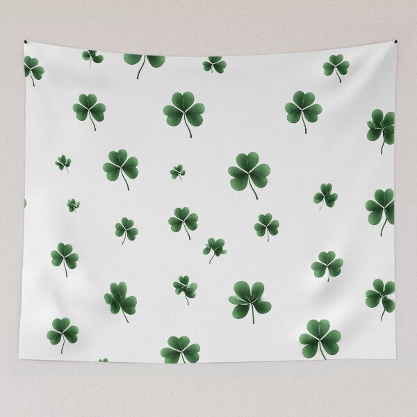 Item preview, Seamless Shamrocks Pattern - minimalist design three-leaf clover emerald green designed and sold by AmoebaPress.