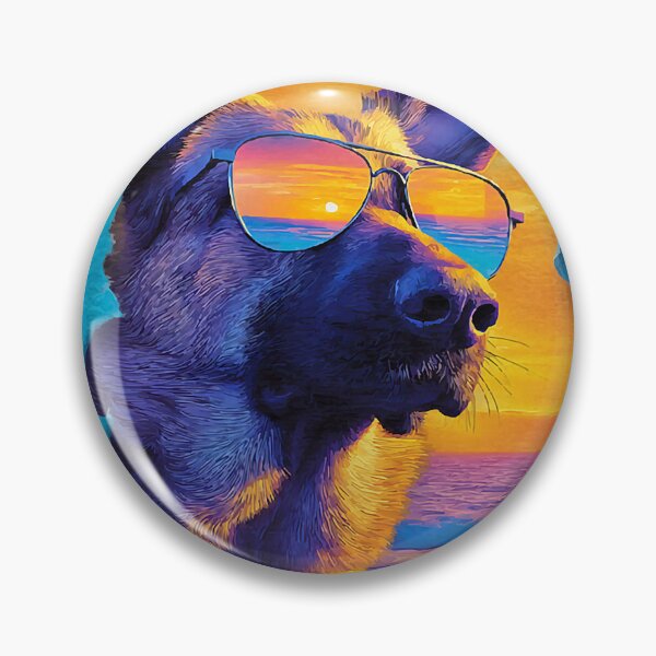 Item preview, German Shepherd with Sunglasses Sunset Tropical Dog Summer designed and sold by Littermin.