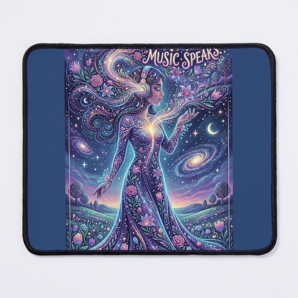 Item preview, Cosmic Music Girl Flower & Galaxy Watercolor Art. designed and sold by Style-InkPulse.