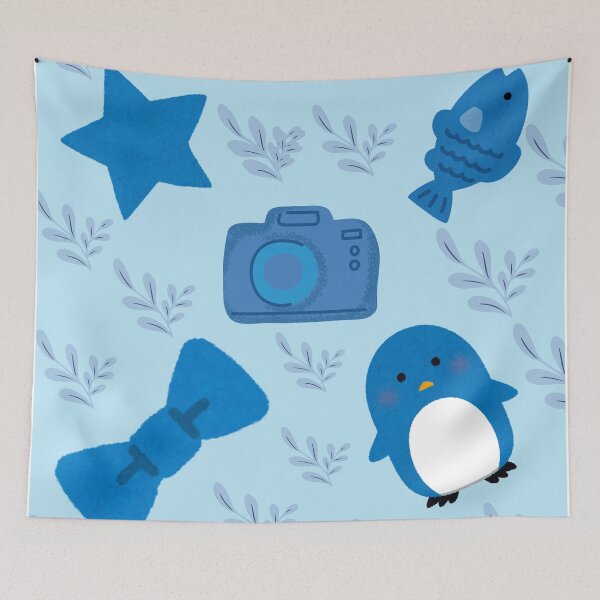 Item preview, Chilly Penguin and Blue Sea Life Seamless Pattern designed and sold by FMSeamlessArt.