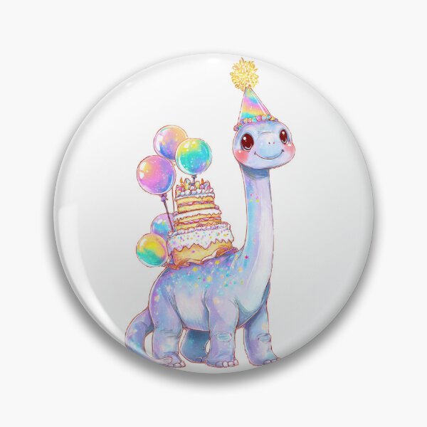 Item preview, Cute Pastel Brontosaurus Birthday Dinosaur with Cake designed and sold by Tronstell.