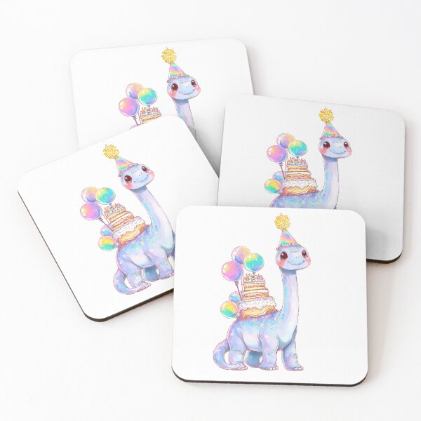 Item preview, Cute Pastel Brontosaurus Birthday Dinosaur with Cake designed and sold by Tronstell.