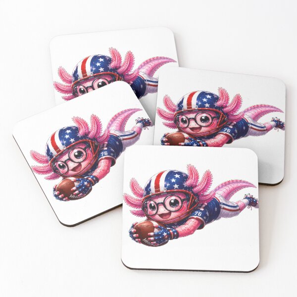 Item preview, Cute Axolotl Playing American Football – Patriotic Kawaii Sports Salamander Cartoon Design designed and sold by au2515.
