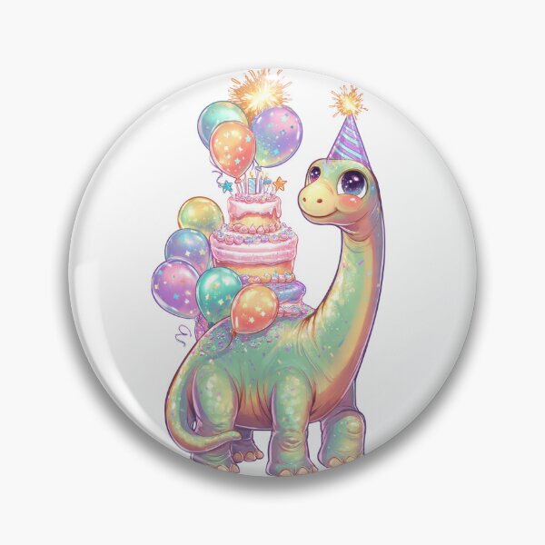 Item preview, Cute Rainbow Brontosaurus Birthday Sticker with Sparkle Balloons designed and sold by Tronstell.