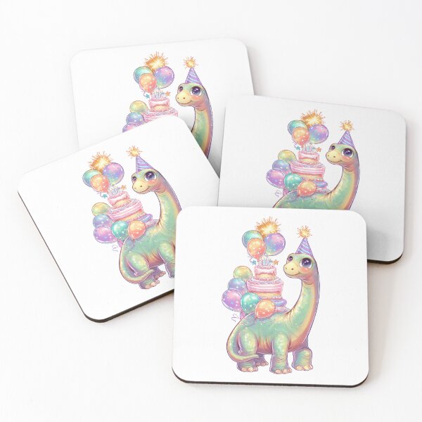 Item preview, Cute Rainbow Brontosaurus Birthday Sticker with Sparkle Balloons designed and sold by Tronstell.