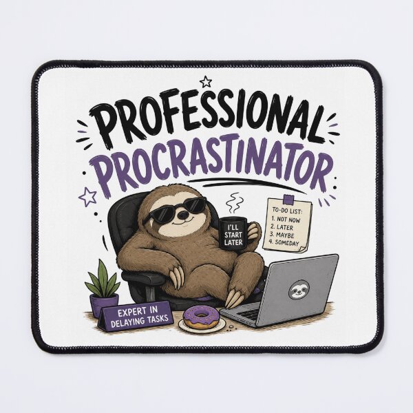 Item preview, Professional Procrastinator – Funny Sloth Illustration & Quote designed and sold by TommyArt94.