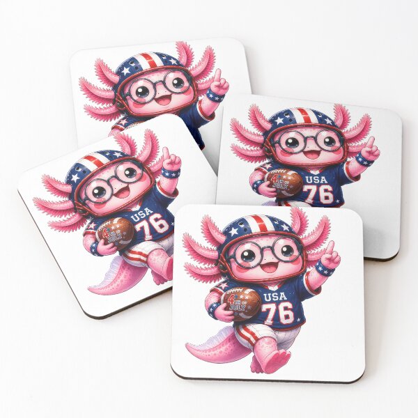 Item preview, Cute Patriotic Axolotl Football Player USA 76 – Kawaii 4th of July Cartoon designed and sold by au2515.