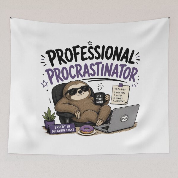 Item preview, Professional Procrastinator – Funny Sloth Illustration & Quote designed and sold by TommyArt94.
