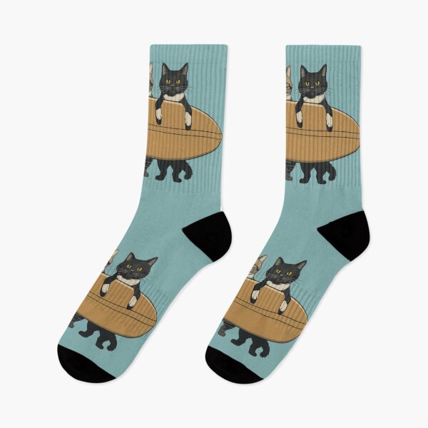 Item preview, Surfing Cats Trio – Vintage Style Beach Kitty Illustration designed and sold by LEO'S CREATURE　れおずくりーちゃー.