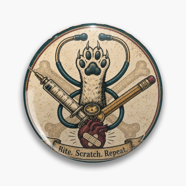 Item preview, Vet Tech - I Speak Fluent Meow and Sarcasm Vintage Badge designed and sold by SandiCreative.