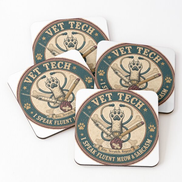 Item preview, Vet Tech - I Speak Fluent Meow and Sarcasm Vintage Badge designed and sold by SandiCreative.