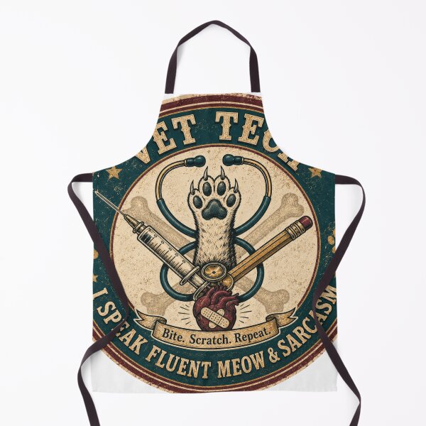 Item preview, Vet Tech - I Speak Fluent Meow and Sarcasm Vintage Badge designed and sold by SandiCreative.