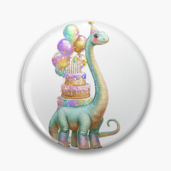 Item preview, Cute Glitter Brontosaurus Birthday Sticker with Sparkly Balloons designed and sold by Tronstell.