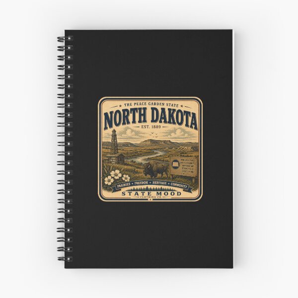 Item preview, North Dakota Peace Garden State Vintage Oil Fields Bison Design designed and sold by StateMoodDesigns.