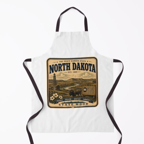 Item preview, North Dakota Peace Garden State Vintage Oil Fields Bison Design designed and sold by StateMoodDesigns.