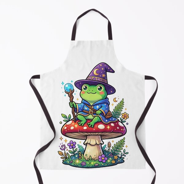 Item preview, Frog Wizard cute Sitting on Mushroom – Kawaii Fantasy Magic Frog Sticker, Magical Frog Illustration designed and sold by ArtsyExplorer.