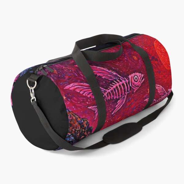 Item preview, Surreal Deep Sea Skeleton Fish Beneath Crimson Cosmic Tide designed and sold by Modaozushi216.